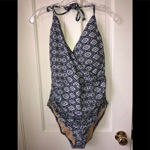 J. Crew Long Torso Blue & White Wrap Style Suit